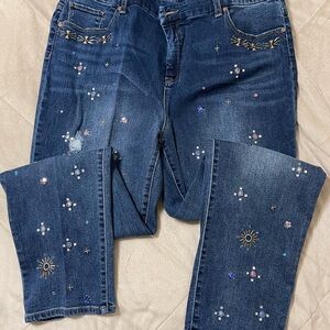 Slim rhinestone jeans